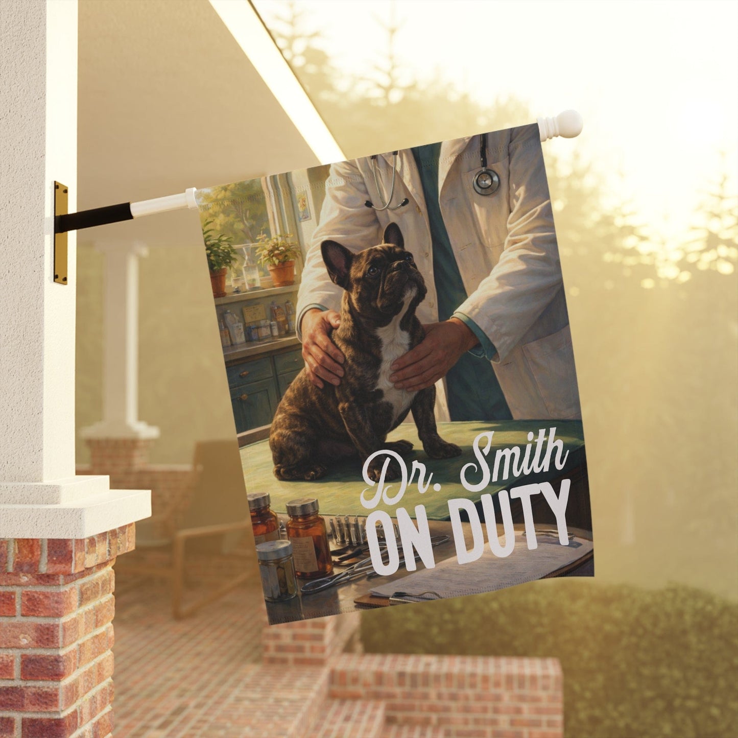 Brindle Frenchie Veterinarian Garden Flag