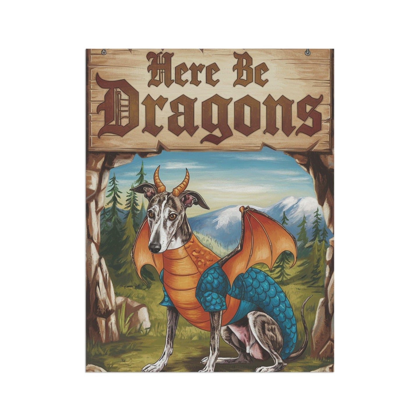 Printify Home Decor Brindle Greyhound Dog Dragon, Garden Flag, Fantasy Pet Yard Spring Decor, Housewarming Halloween Gift