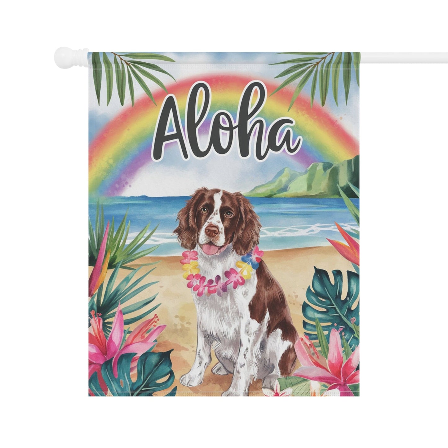 Printify Garden Flag Brown Springer Spaniel Aloha Garden Flag