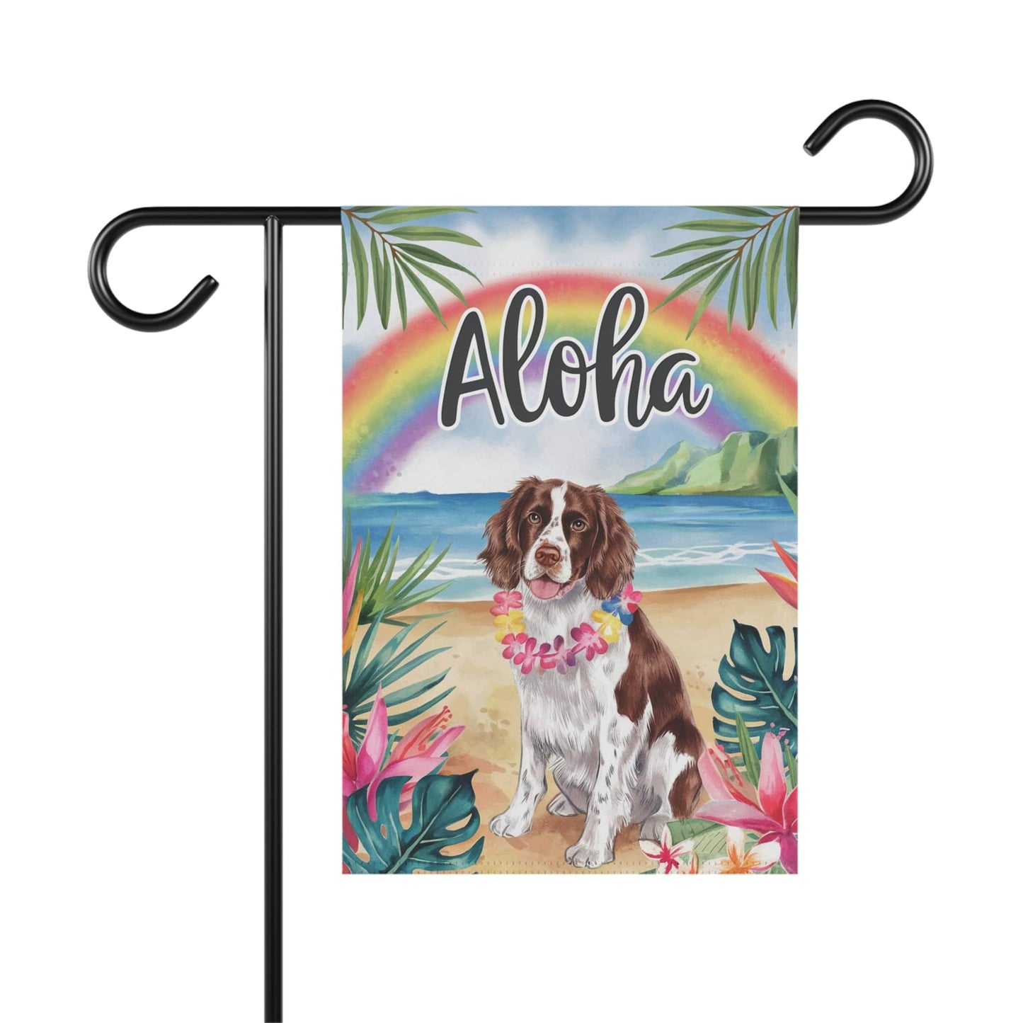 Printify Garden Flag Brown Springer Spaniel Aloha Garden Flag