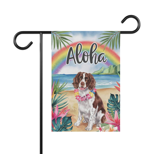 Brown Springer Spaniel Aloha Garden Flag