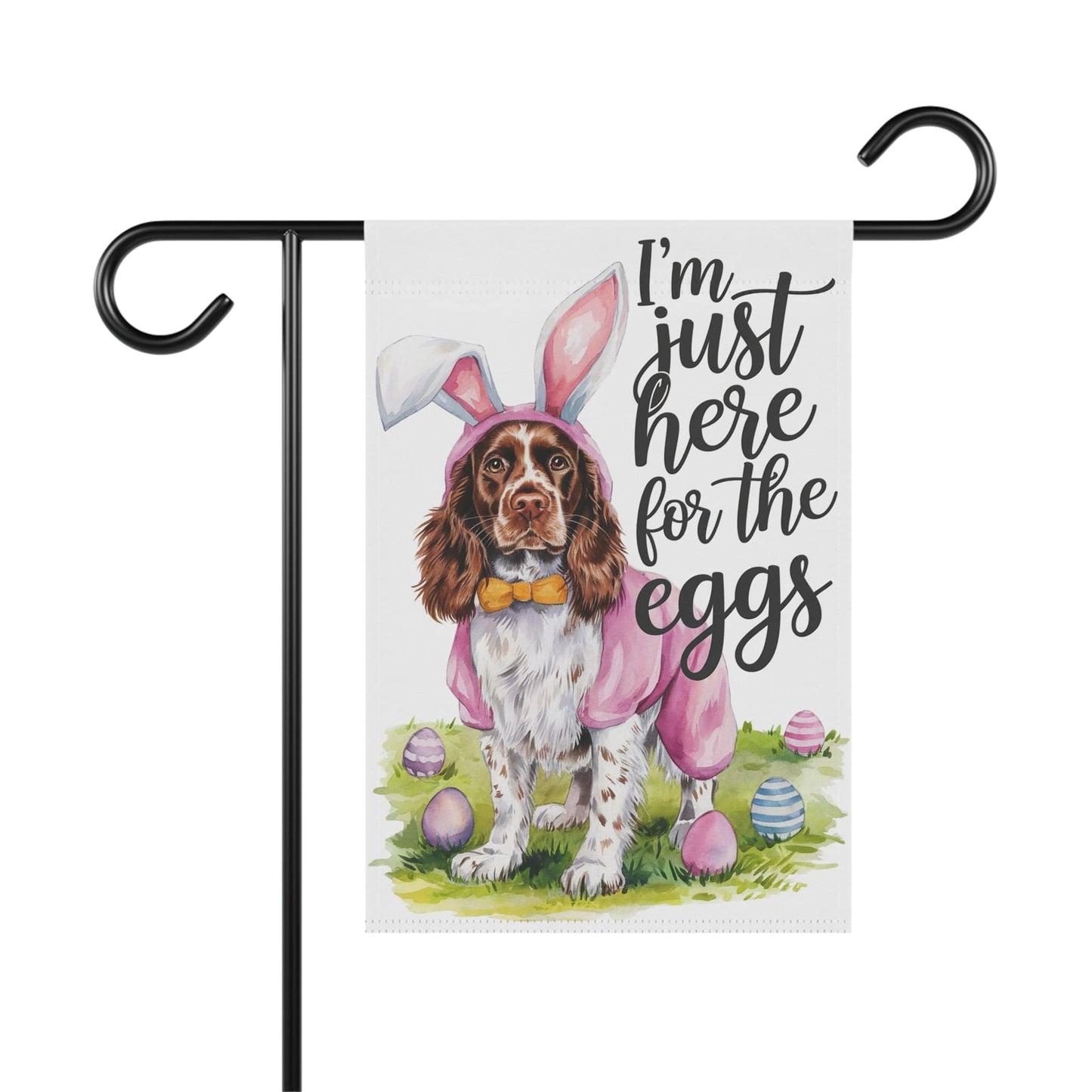 Printify Home Decor 12'' × 18'' Brown Springer Spaniel Easter Garden Flag, Funny Spring Pet House Banner