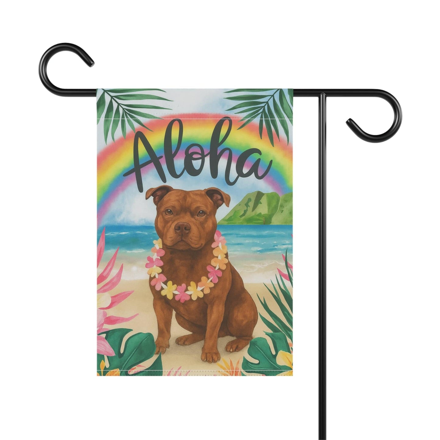 Printify Garden Flag Brown Staffordshire Pit Bull Terrier Garden Flag