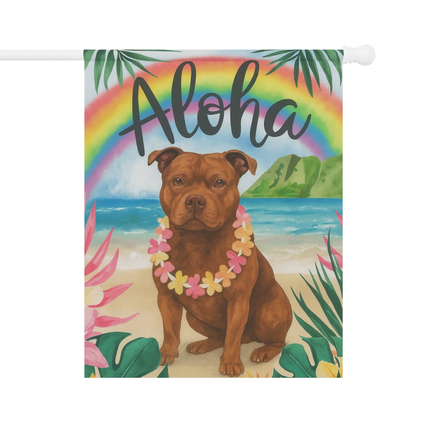 Printify Garden Flag Brown Staffordshire Pit Bull Terrier Garden Flag