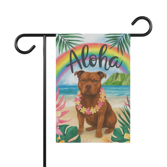 Brown Staffordshire Pit Bull Terrier Garden Flag