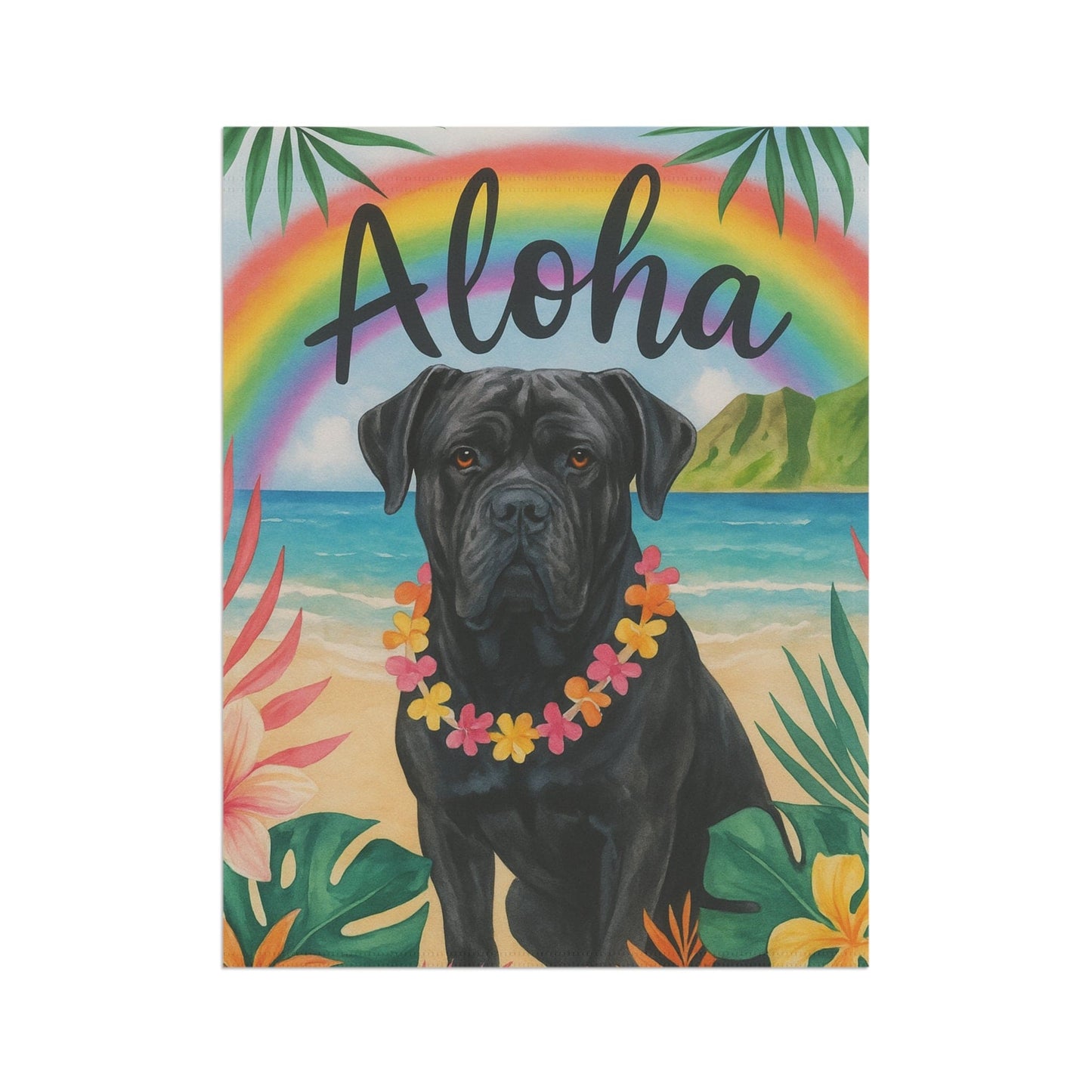 Printify Garden Flag Cane Corso Dog Aloha Luau Garden Flag