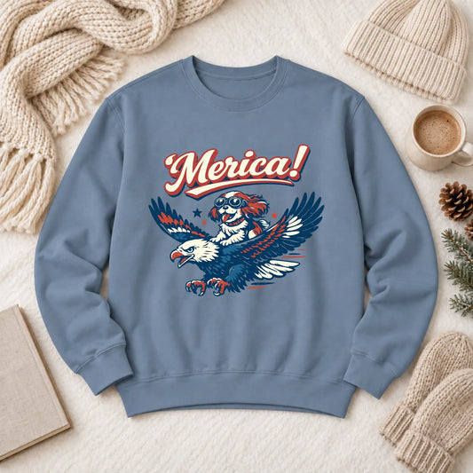 Cavalier America Patriotic USA Unisex Sweatshirt Blue Jean