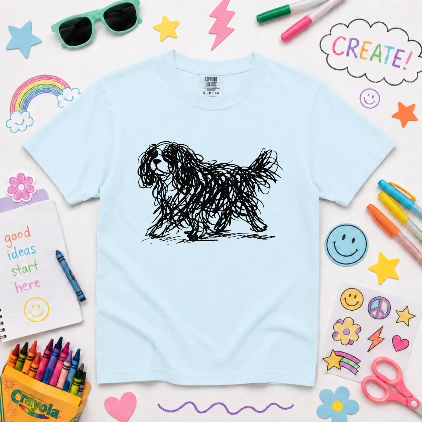 Cavalier Artist Line Art YOUTH Unisex TShirt Chambray