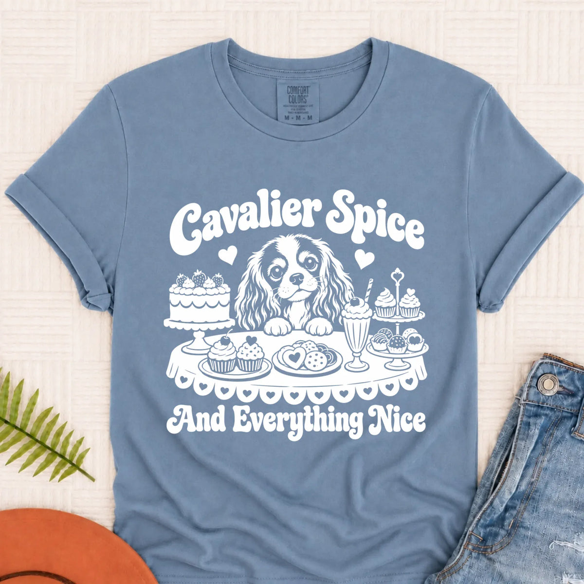 Cavalier Baking Sugar Spice Unisex Tshirt Blue Jean