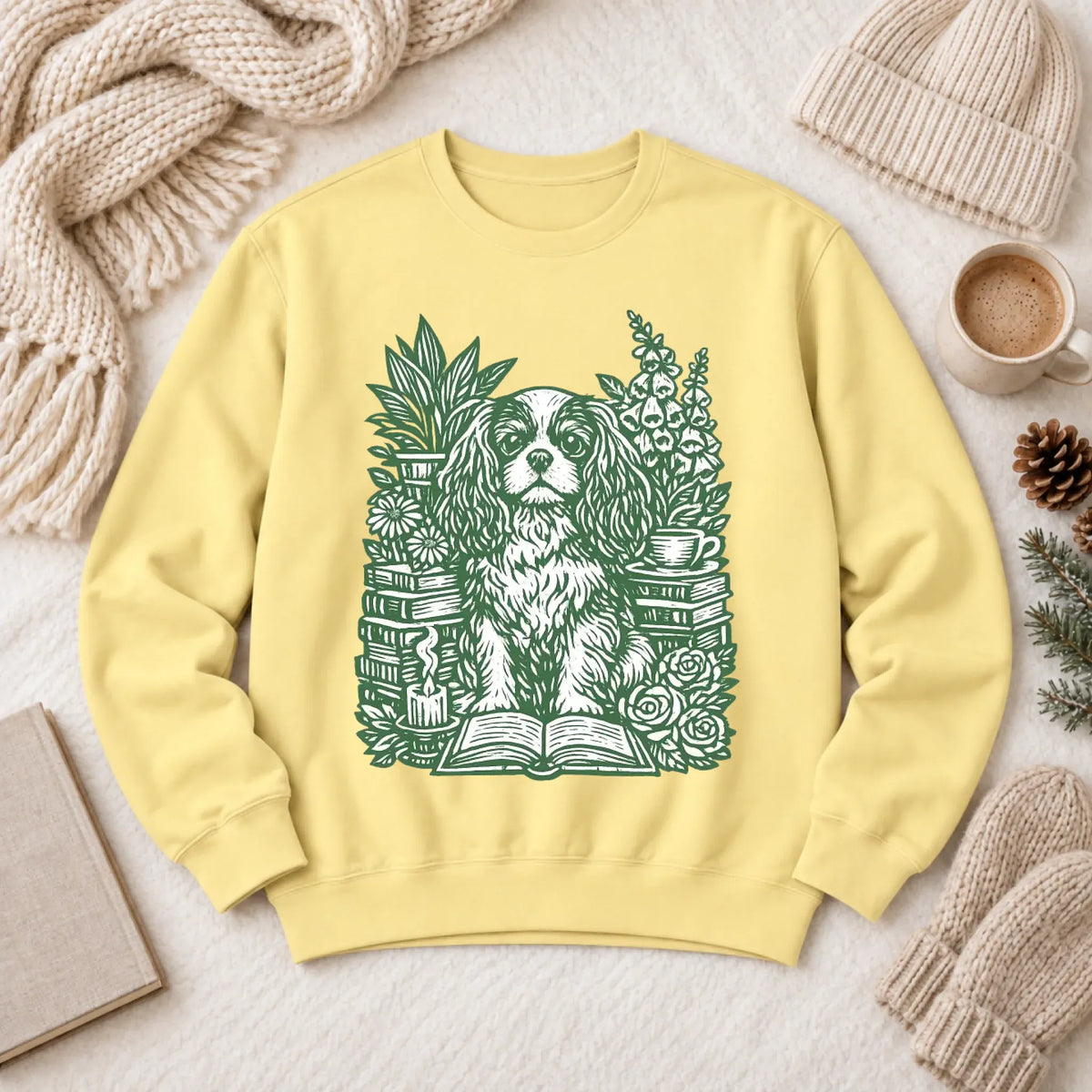 Cavalier Bookclub Reading Unisex Sweatshirt Butter