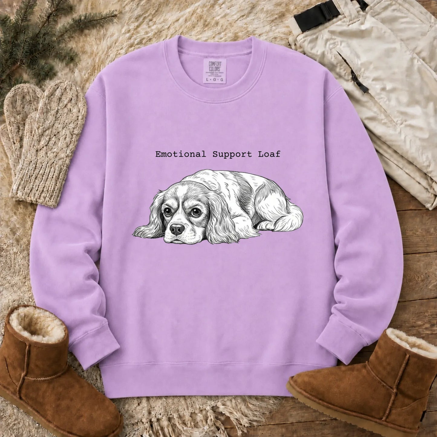 Cavalier Emotional Support Loaf Unisex Sweatshirt Orchid