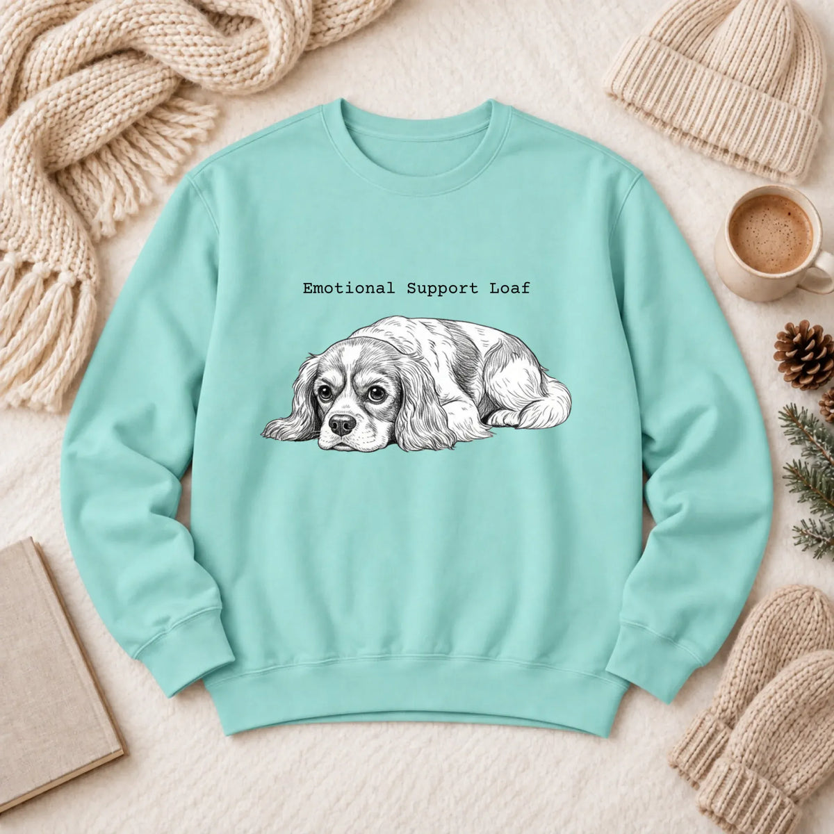 Cavalier Emotional Support Loaf Unisex Sweatshirt Chalky Mint