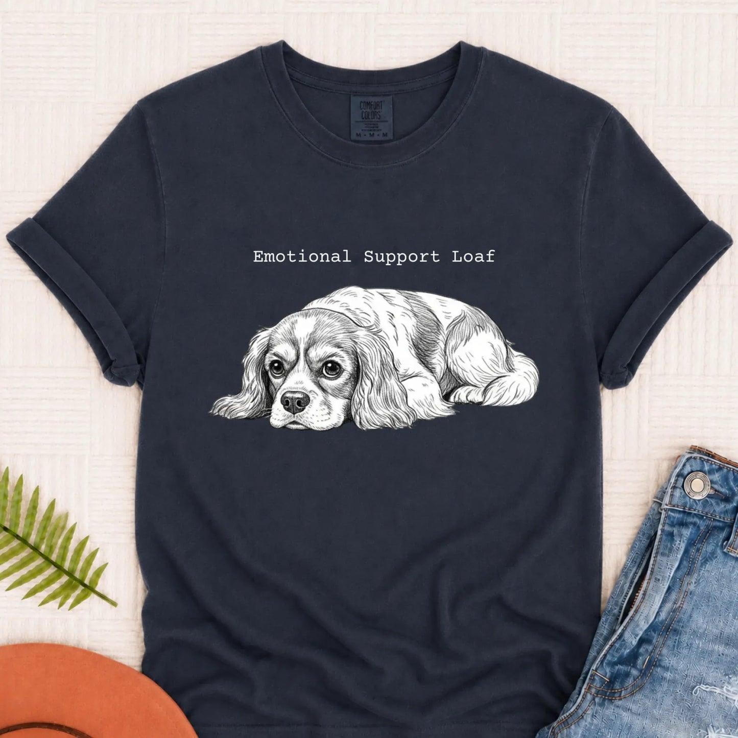 Cavalier Emotional Support Loaf Unisex Tshirt Navy