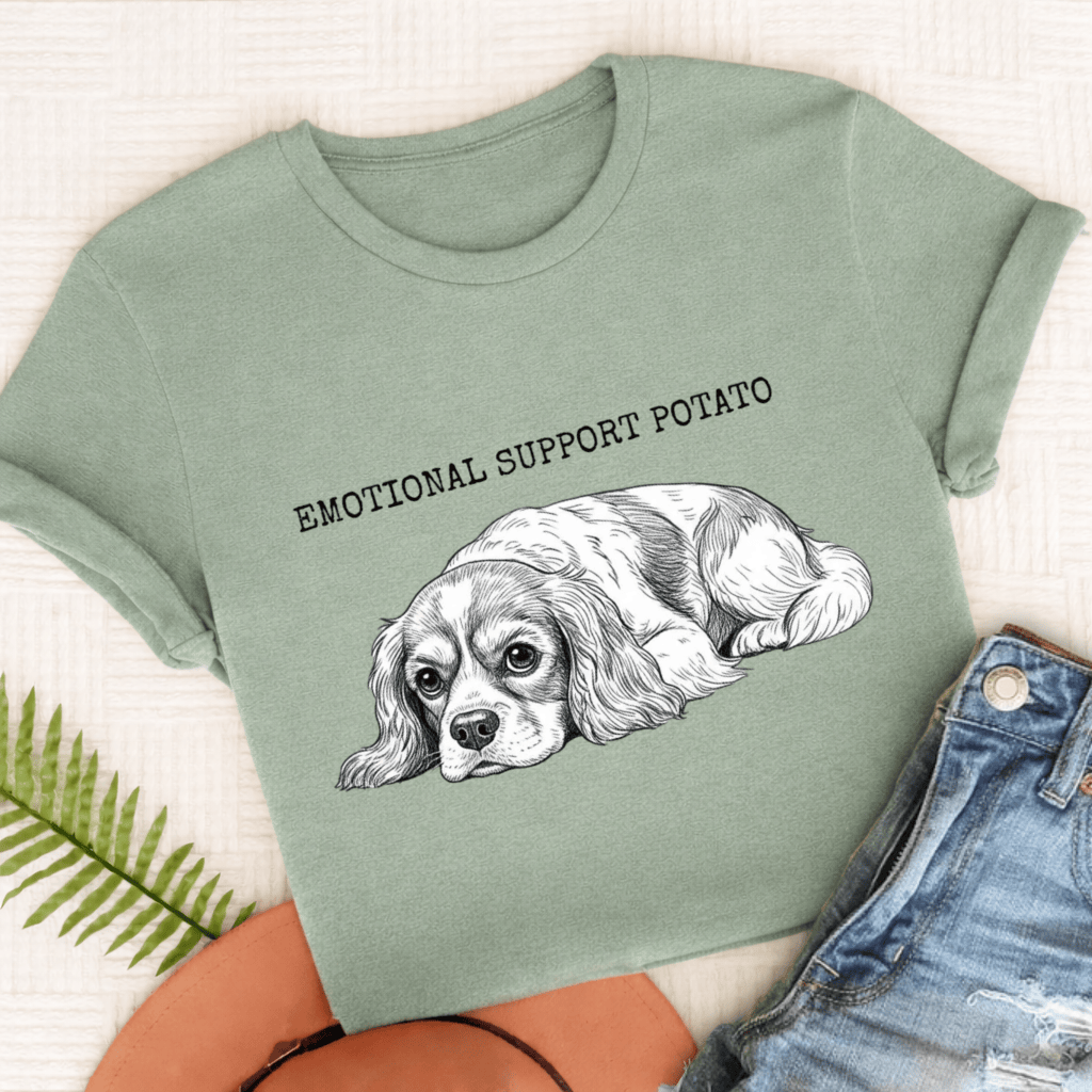 Cavalier Emotional Support Potato Tshirt Comfort Colors Bay