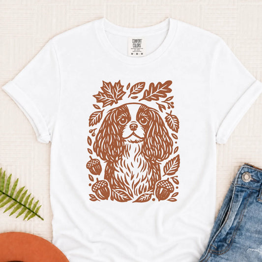 Cavalier Fall Autumn Leaves Unisex TShirt White