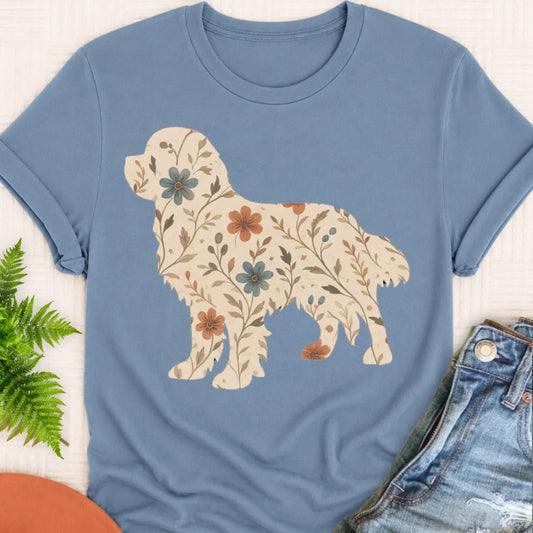 Cavalier Floral Gardening Silhouette Unisex TShirt Blue Jean