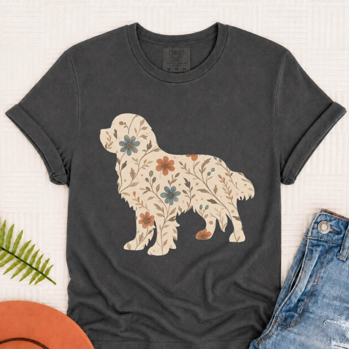 Cavalier Floral Gardening Silhouette Unisex TShirt Pepper