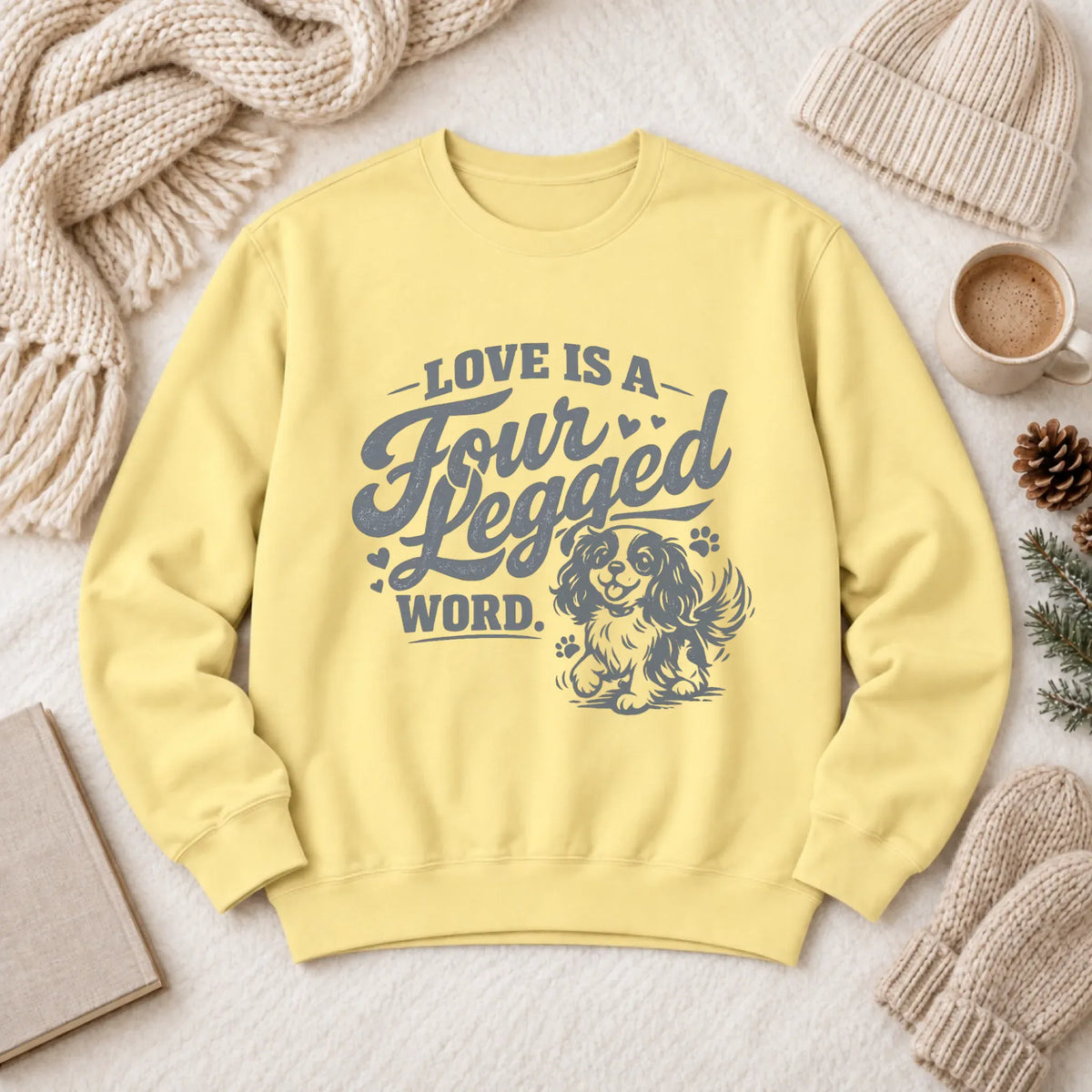 Cavalier Four Legged Love Unisex Sweatshirt Butter