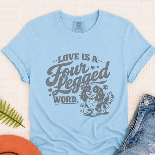 Cavalier Four Legged Love Unisex Tshirt Chambray