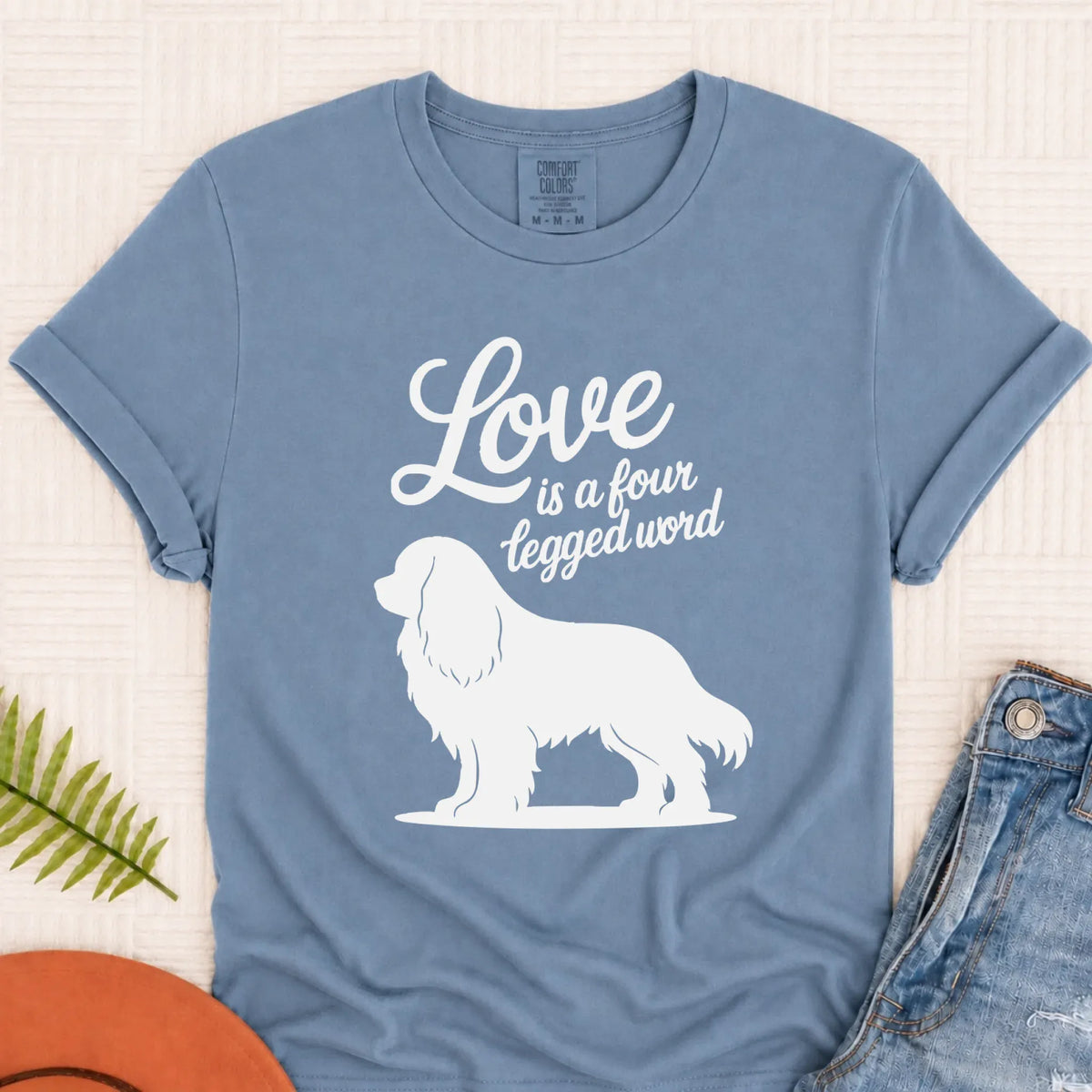 Cavalier Four Legged Word Unisex TShirt Blue Jean