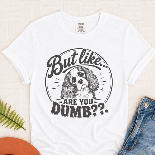 Cavalier Funny Are You Dumb Unisex TShirt White