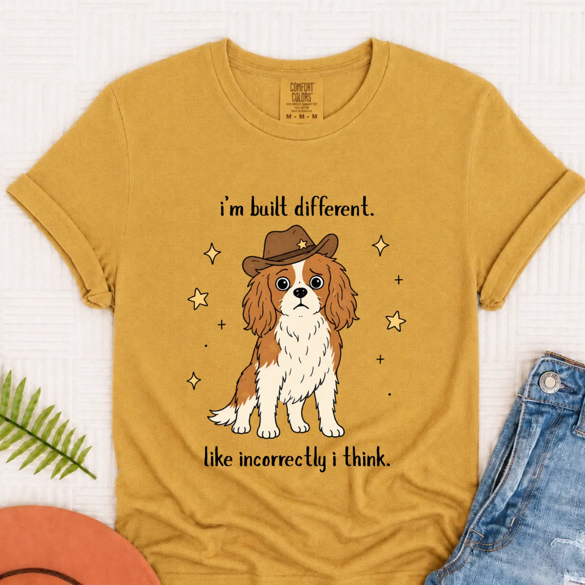 Cavalier Funny Built Different Unisex TShirt Mustard
