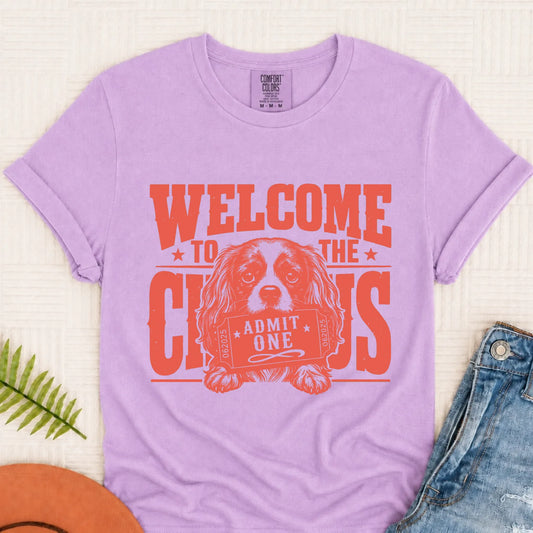 Cavalier Funny Circus Admit One Unisex Tshirt Orchid