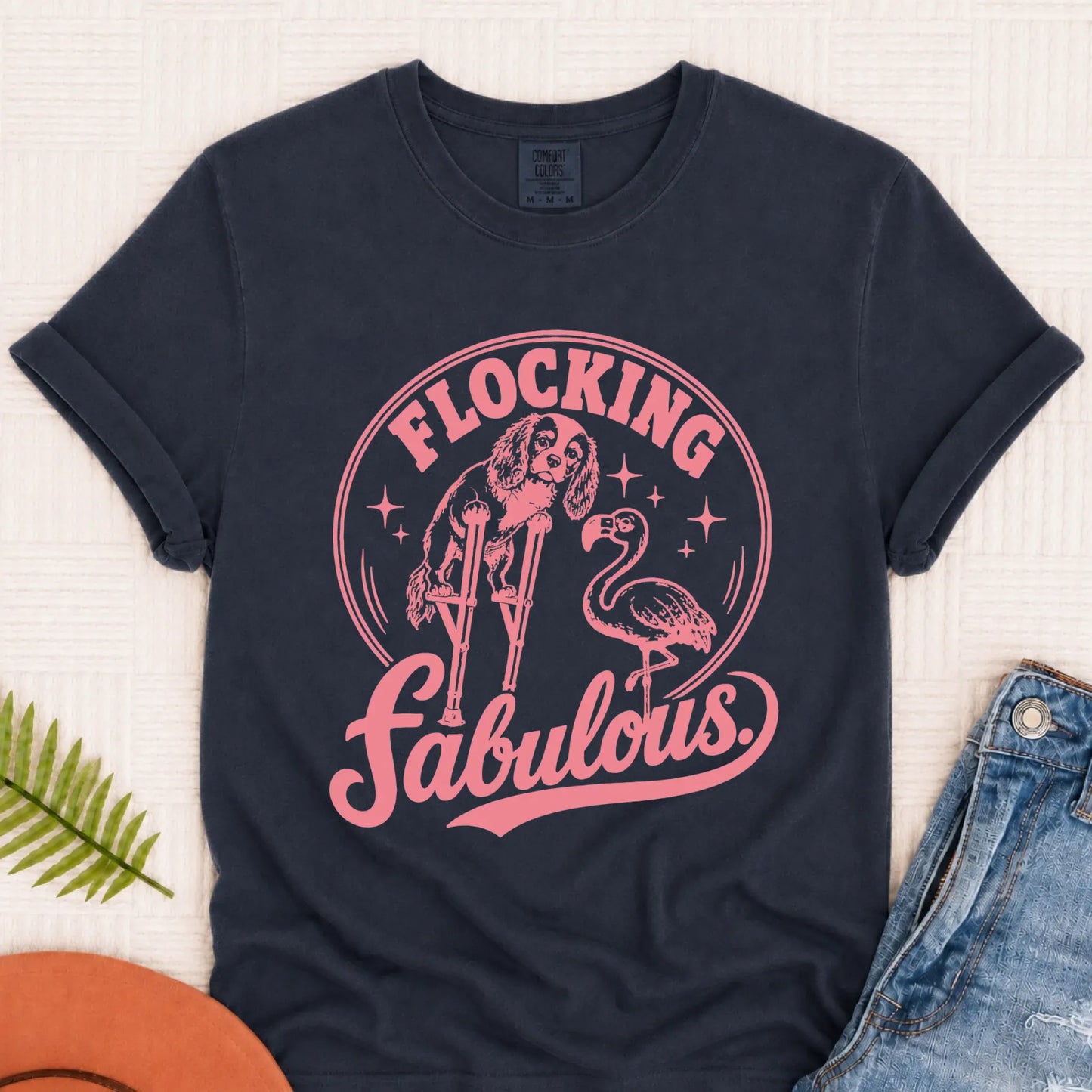 Cavalier Funny Florida Flamingo Unisex TShirt Navy