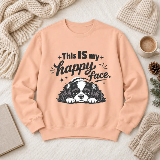 Cavalier Funny Happy Face Unisex Sweatshirt Peachy