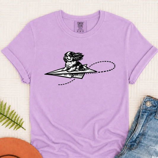 Cavalier Funny Paper Airplane Unisex TShirt Orchid