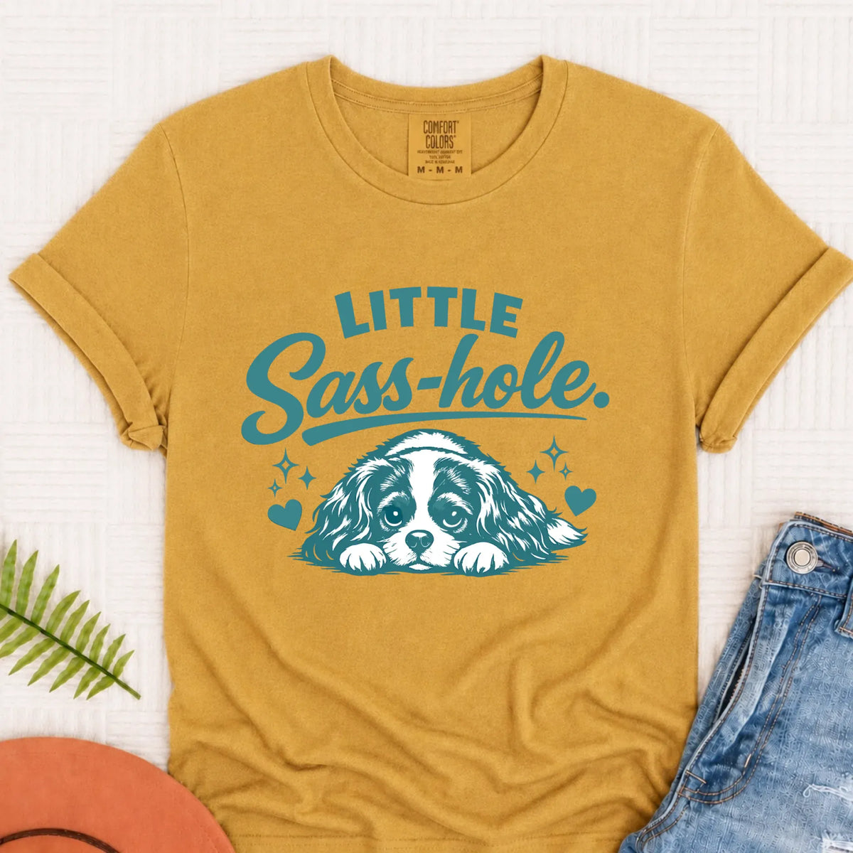 Cavalier Funny Sass Hole Unisex TShirt Mustard