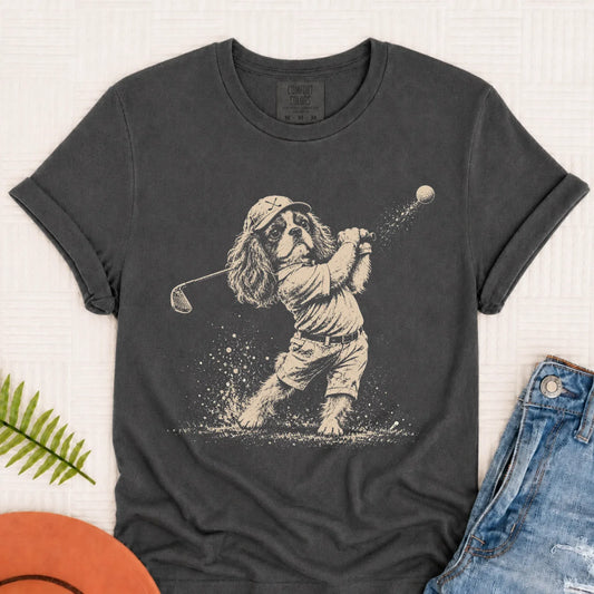 Cavalier Golfing Golfer Unisex TShirt Pepper