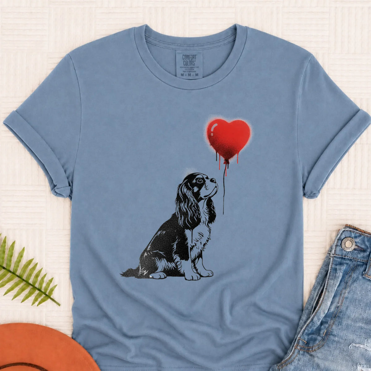 Cavalier Graffiti Street Heart Unisex Tshirt Blue Jean