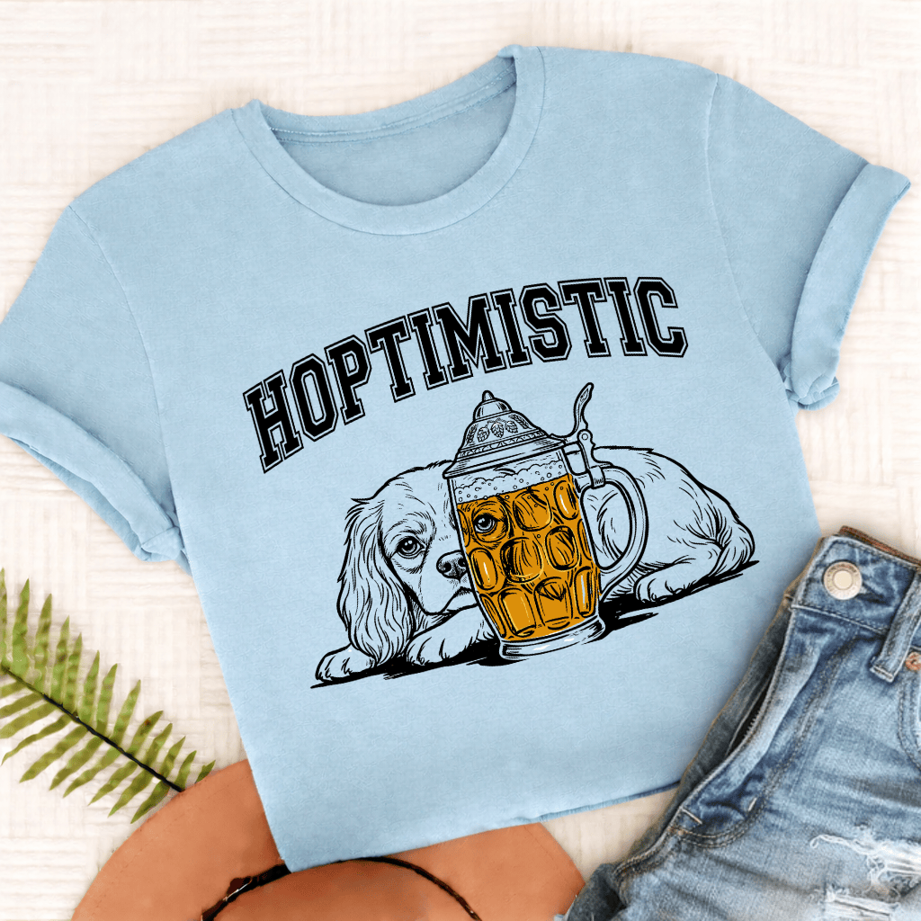 Cavalier Hoptimistic Beer Unisex TShirt Comfort Colors Chambray