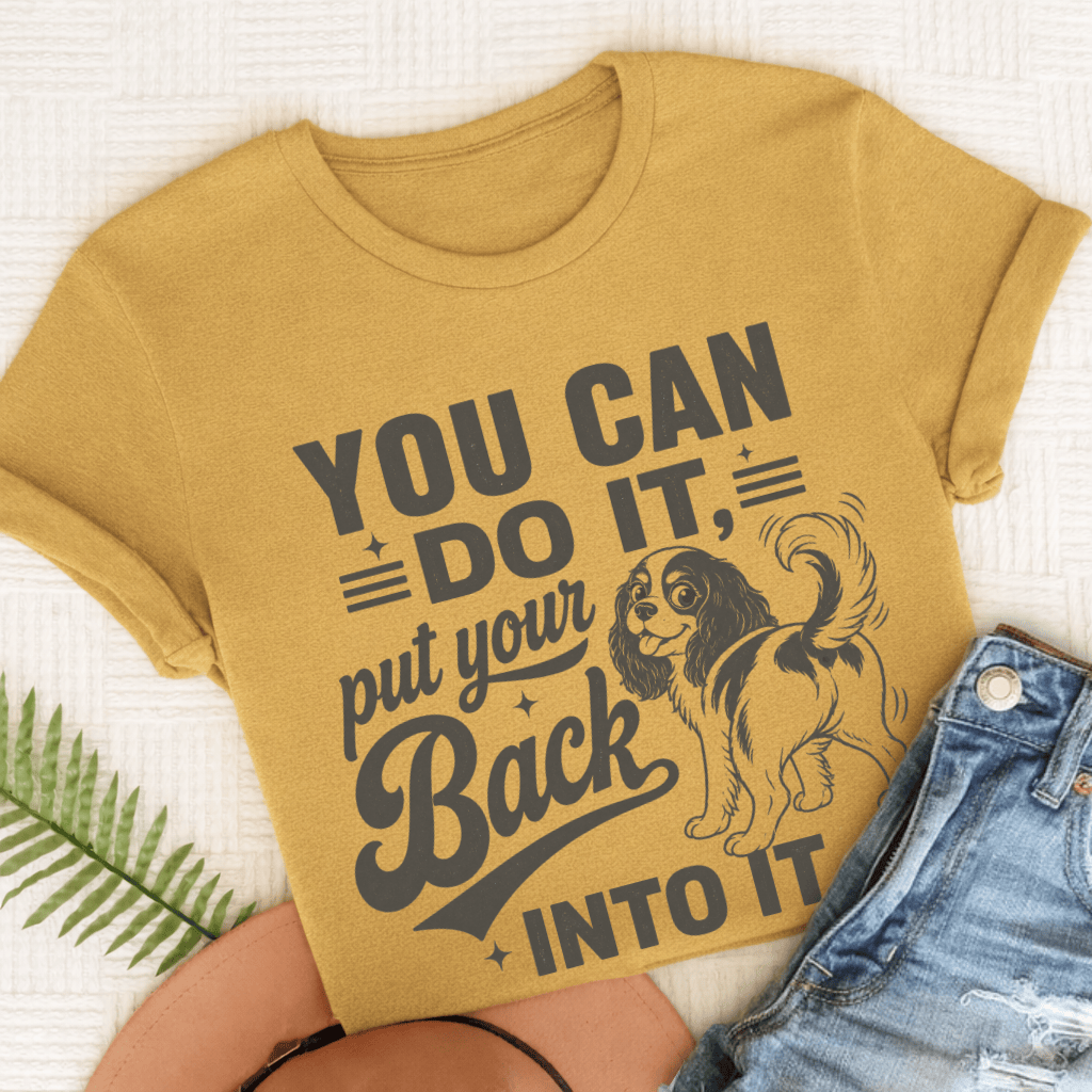 Cavalier King Charles Back Into It Unisex TShirt Comfort Colors Mustard