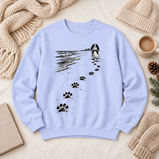 Cavalier King Charles Beach Walk Unisex Sweatshirt Hydrangea