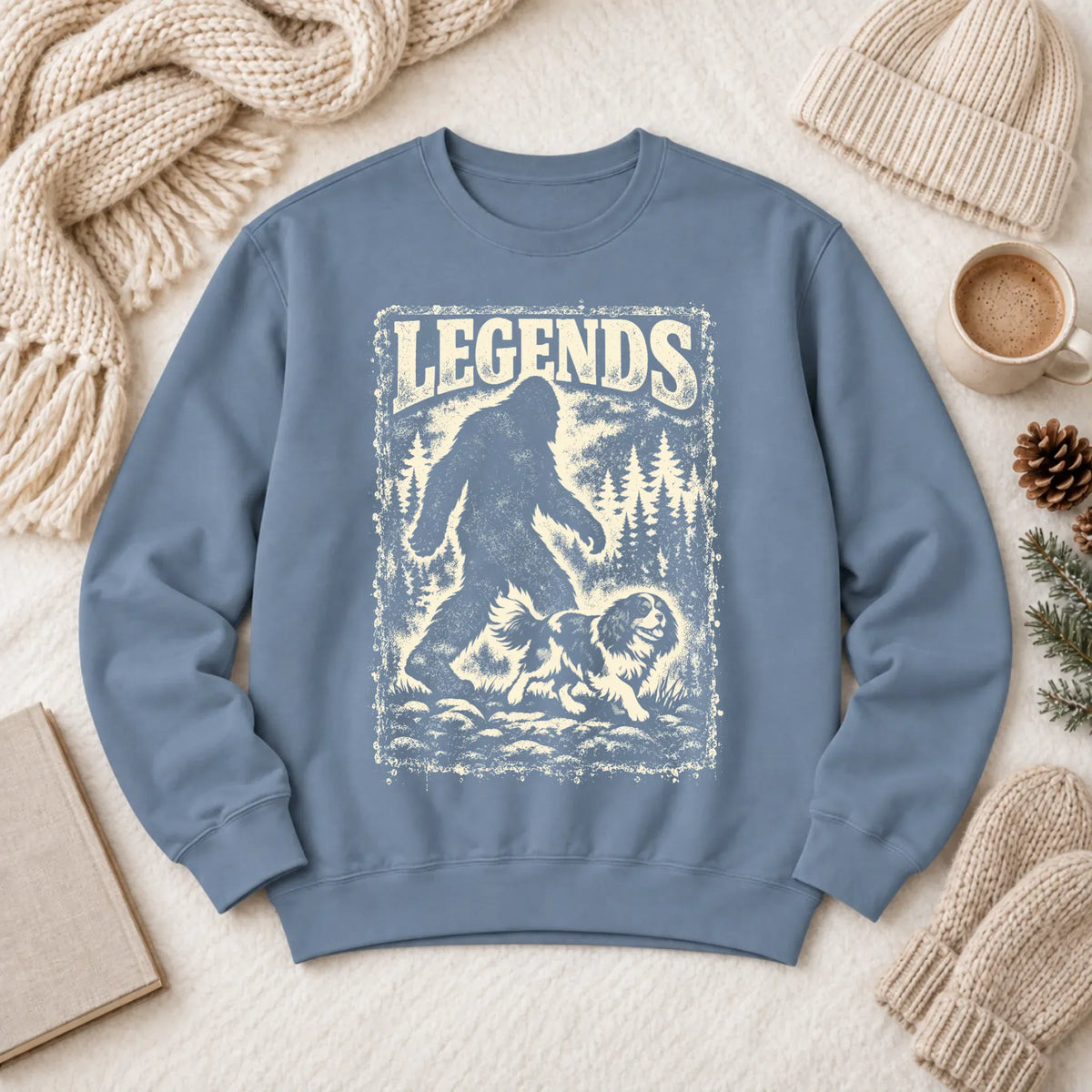 Cavalier King Charles Bigfoot Unisex Sweatshirt Blue Jean