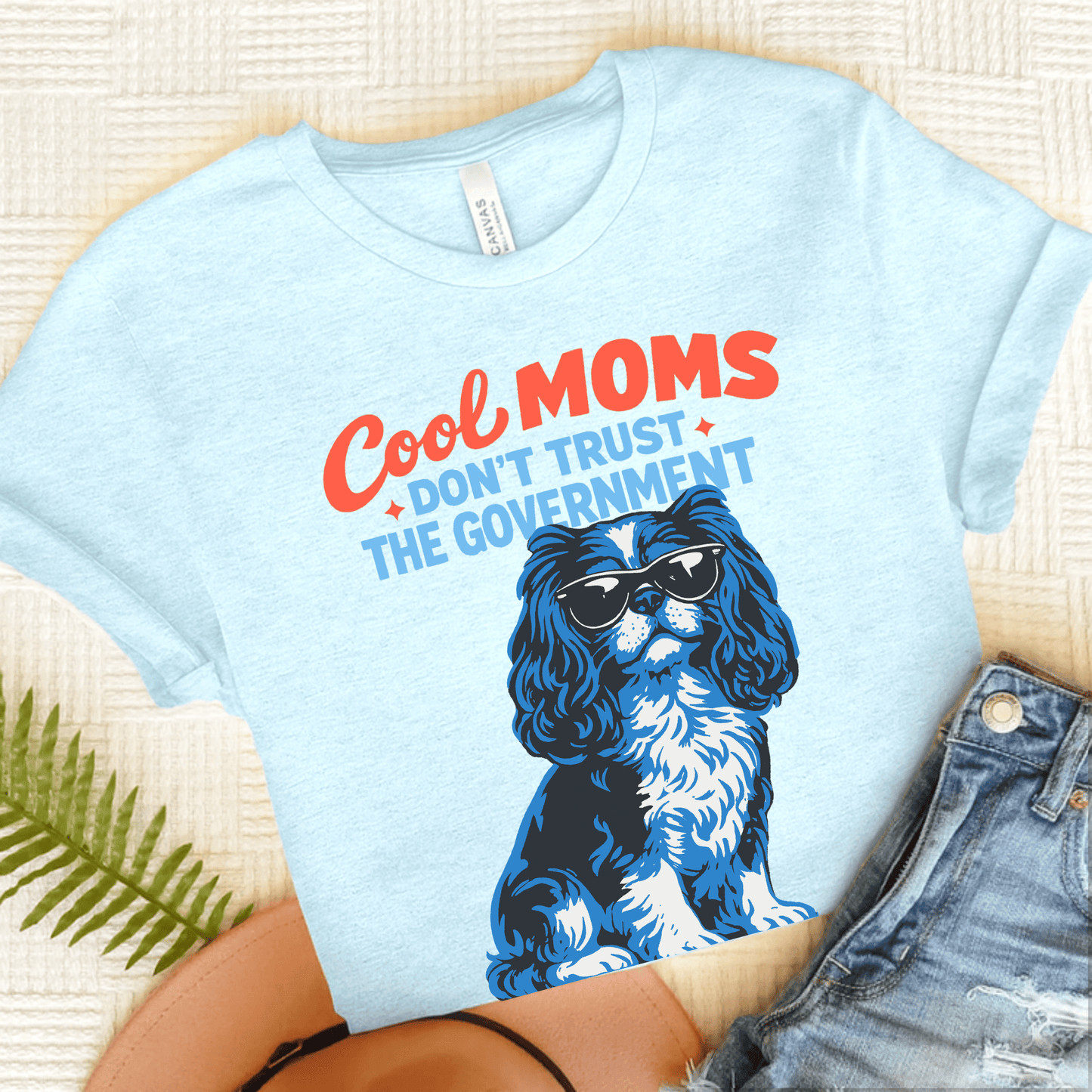 Cavalier Cool Moms Rebel Unisex TShirt Heather Ice Blue