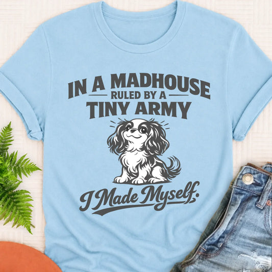 Cavalier King Charles Funny Tiny Army Unisex TShirt Chambray