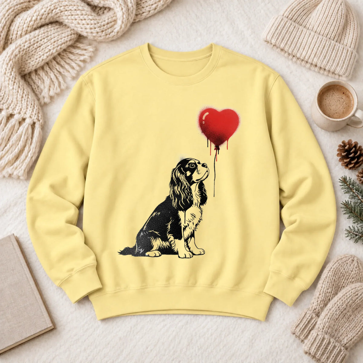 Cavalier King Charles Graffiti Heart Unisex Sweatshirt Butter