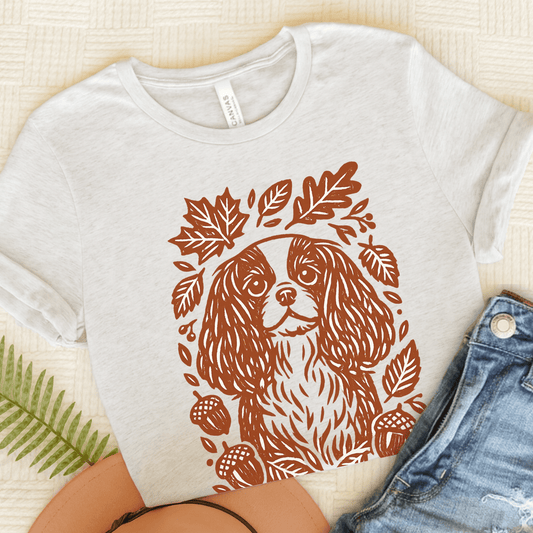 Cavalier Fall Leaves Unisex TShirt Ash