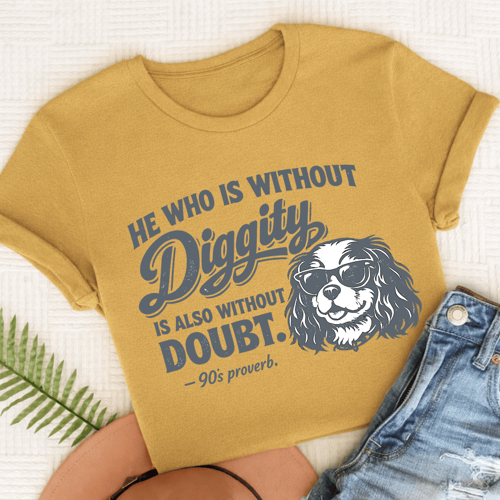 Cavalier King Charles No Diggity Unisex TShirt Comfort Colors Mustard