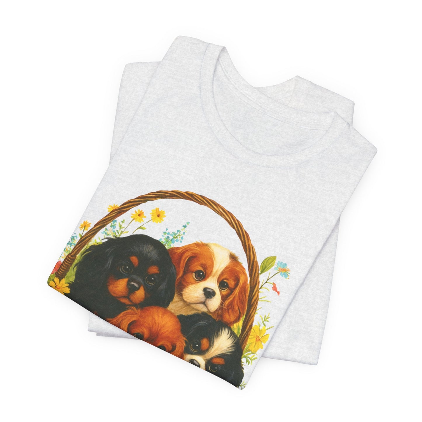 Printify T-Shirt Cavalier King Charles Puppy Basket TShirt