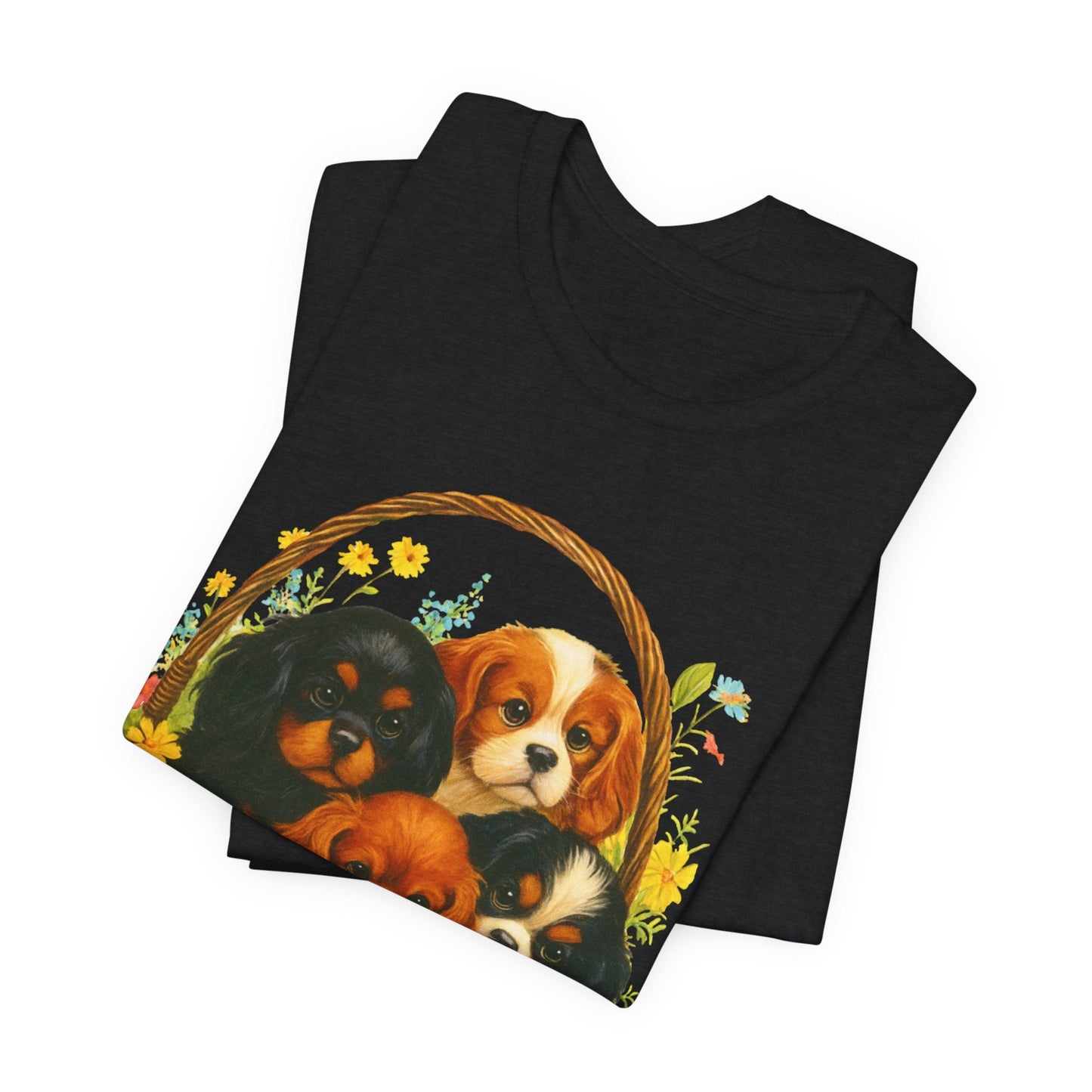 Printify T-Shirt Cavalier King Charles Puppy Basket TShirt
