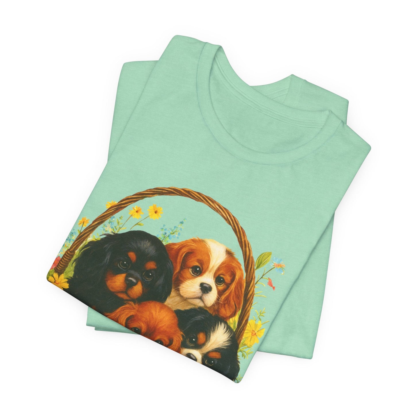 Printify T-Shirt Cavalier King Charles Puppy Basket TShirt