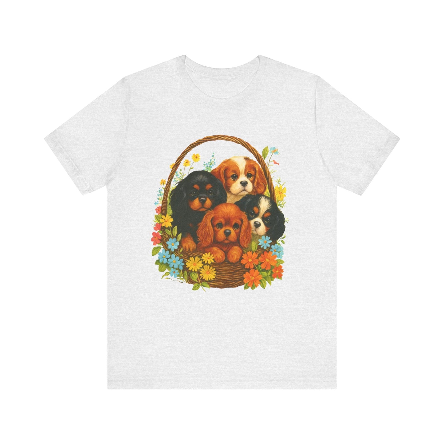 Printify T-Shirt Cavalier King Charles Puppy Basket TShirt