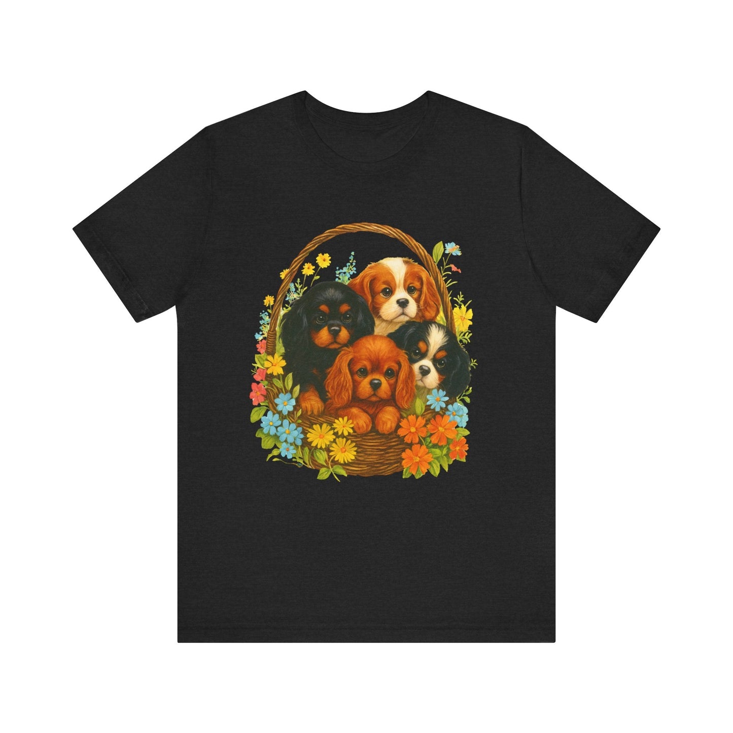 Printify T-Shirt Cavalier King Charles Puppy Basket TShirt
