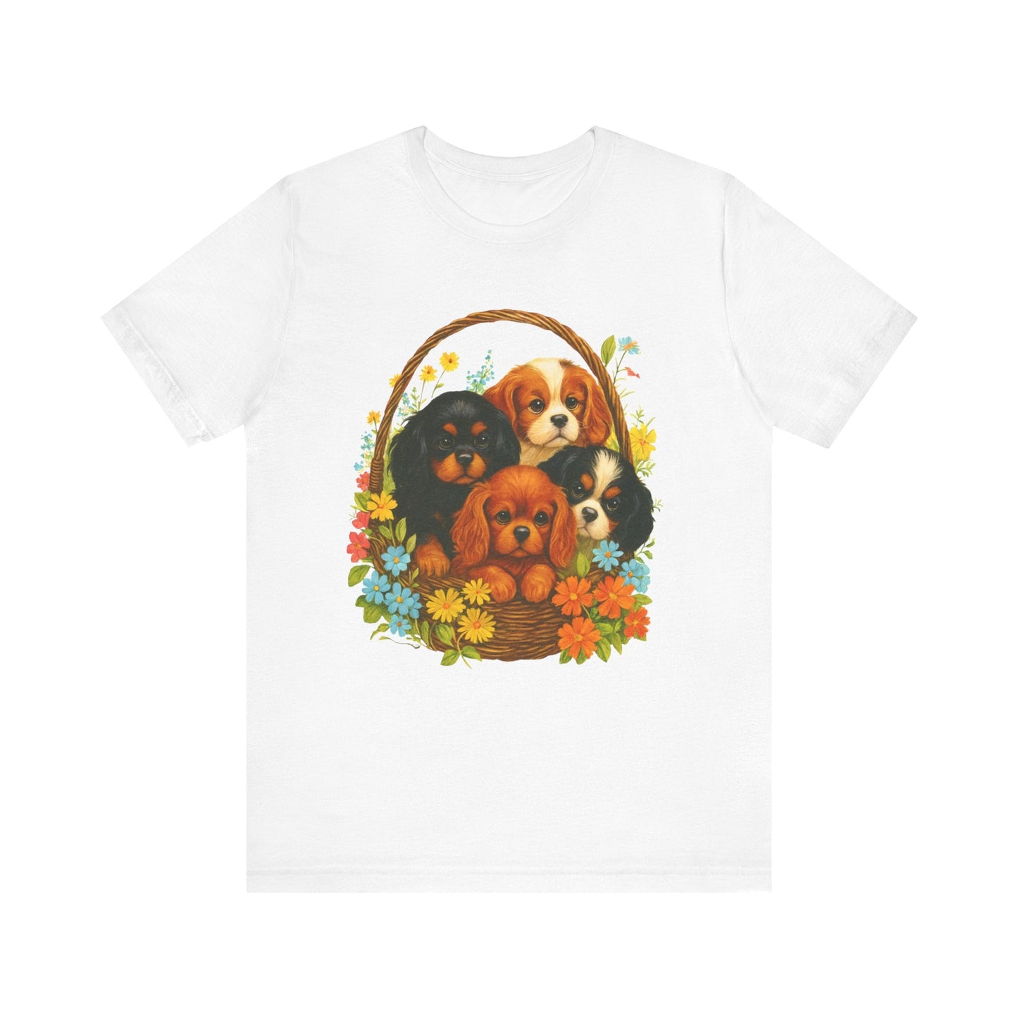 Printify T-Shirt Cavalier King Charles Puppy Basket TShirt