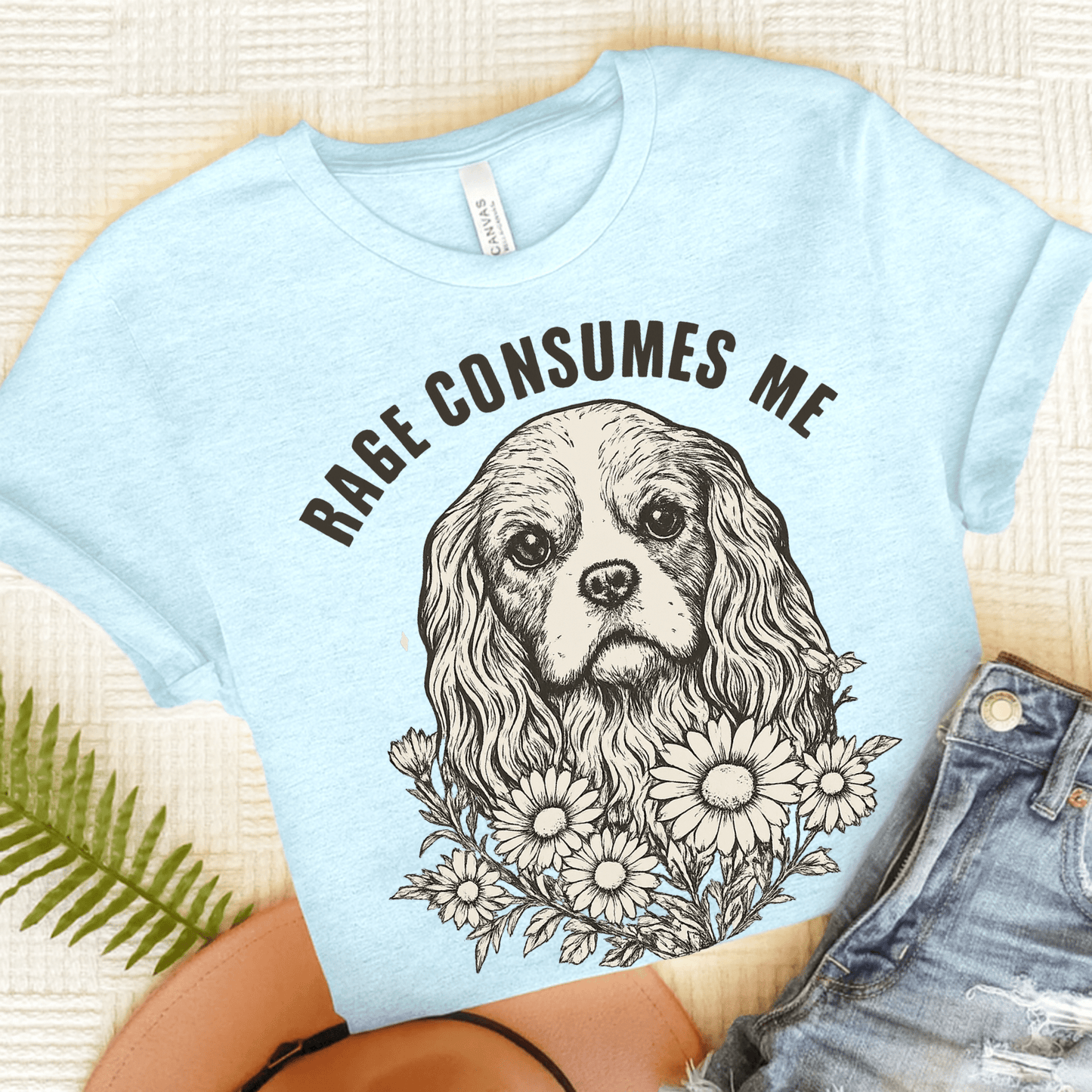 Printify T-Shirt Heather Ice Blue / S Cavalier King Charles Rage Consumes Me TShirt