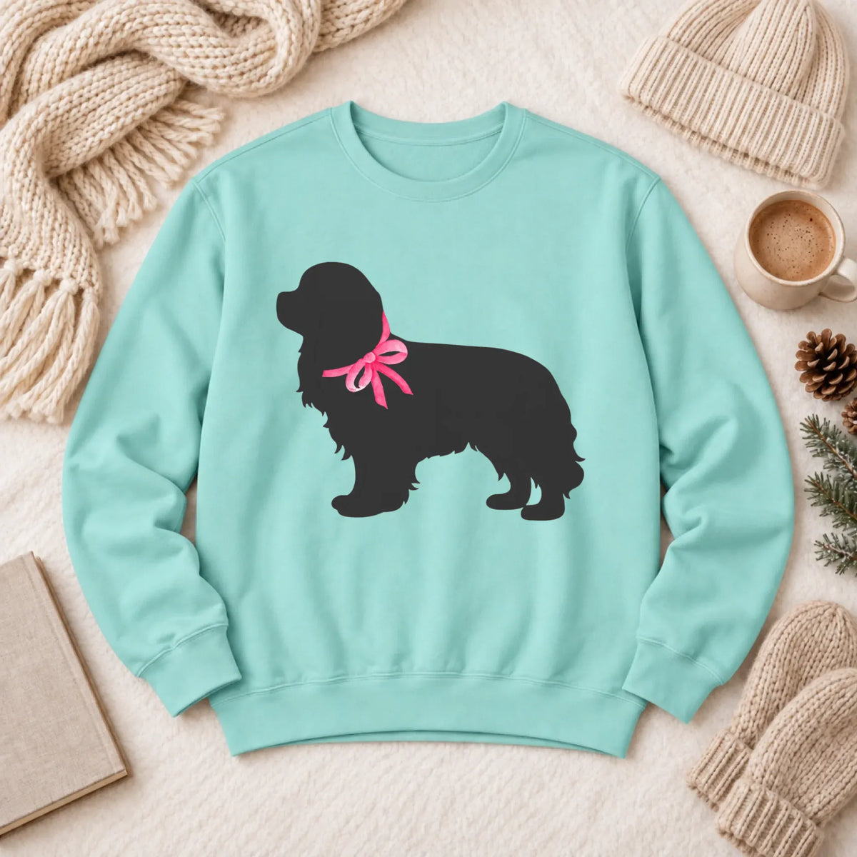 Cavalier King Charles Silhouette Unisex Sweatshirt Chalky Mint